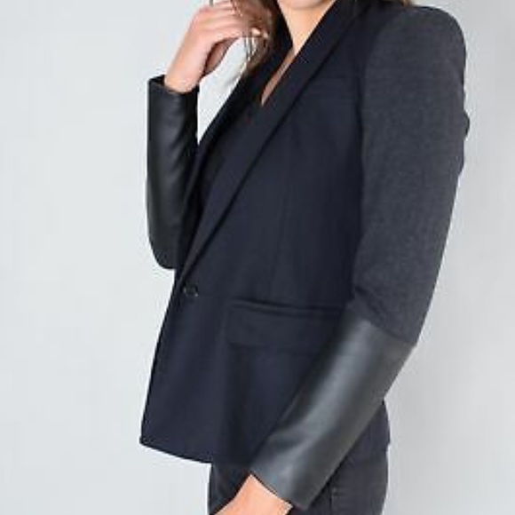 Maje Jackets & Blazers - Maje wool and leather blazer
